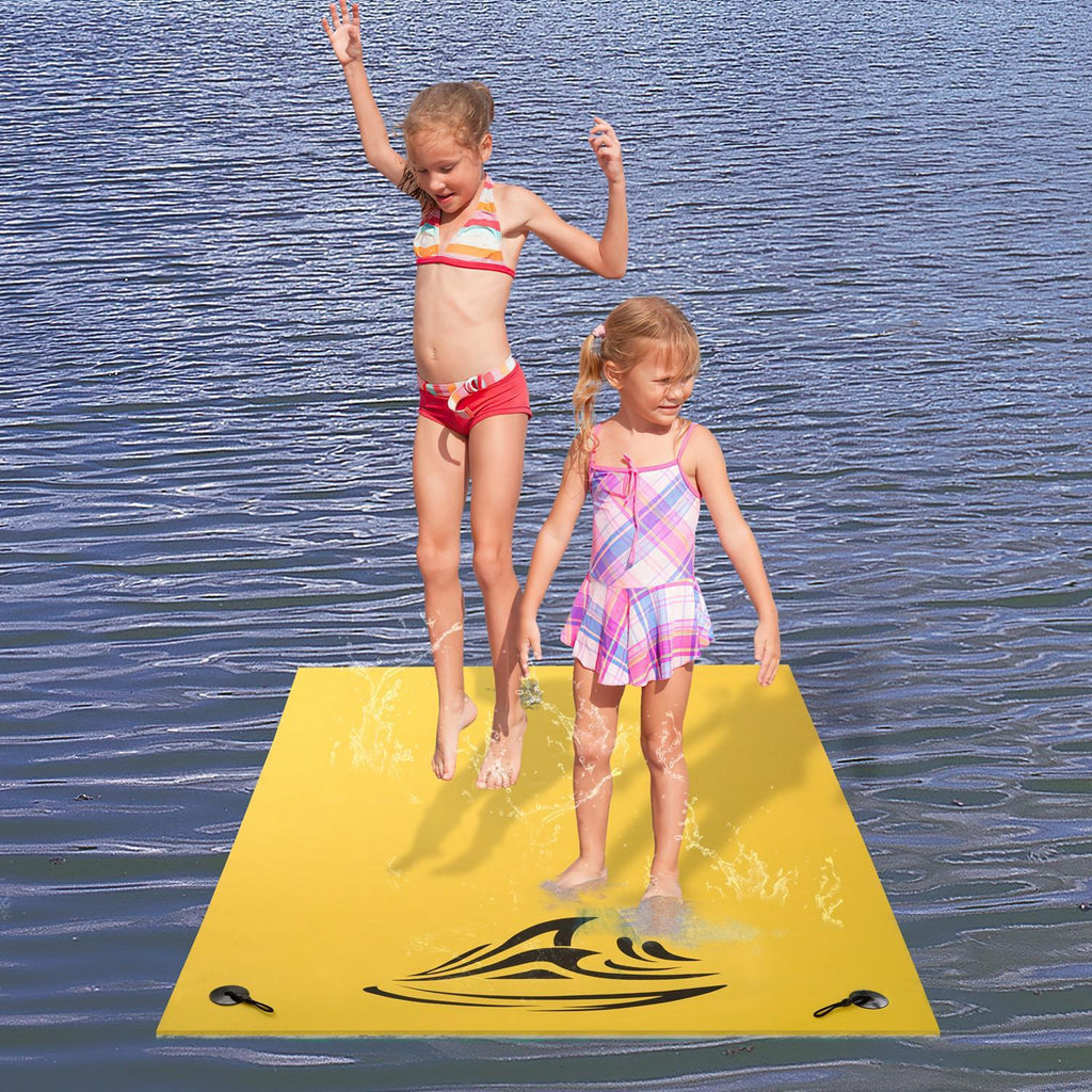 9ft x 6ft Floating Water Mat Foam Pad Lake Floats Lily Pad, 3-Layer XPE Water Pad with StoraStraps for Outdoor Water Activities