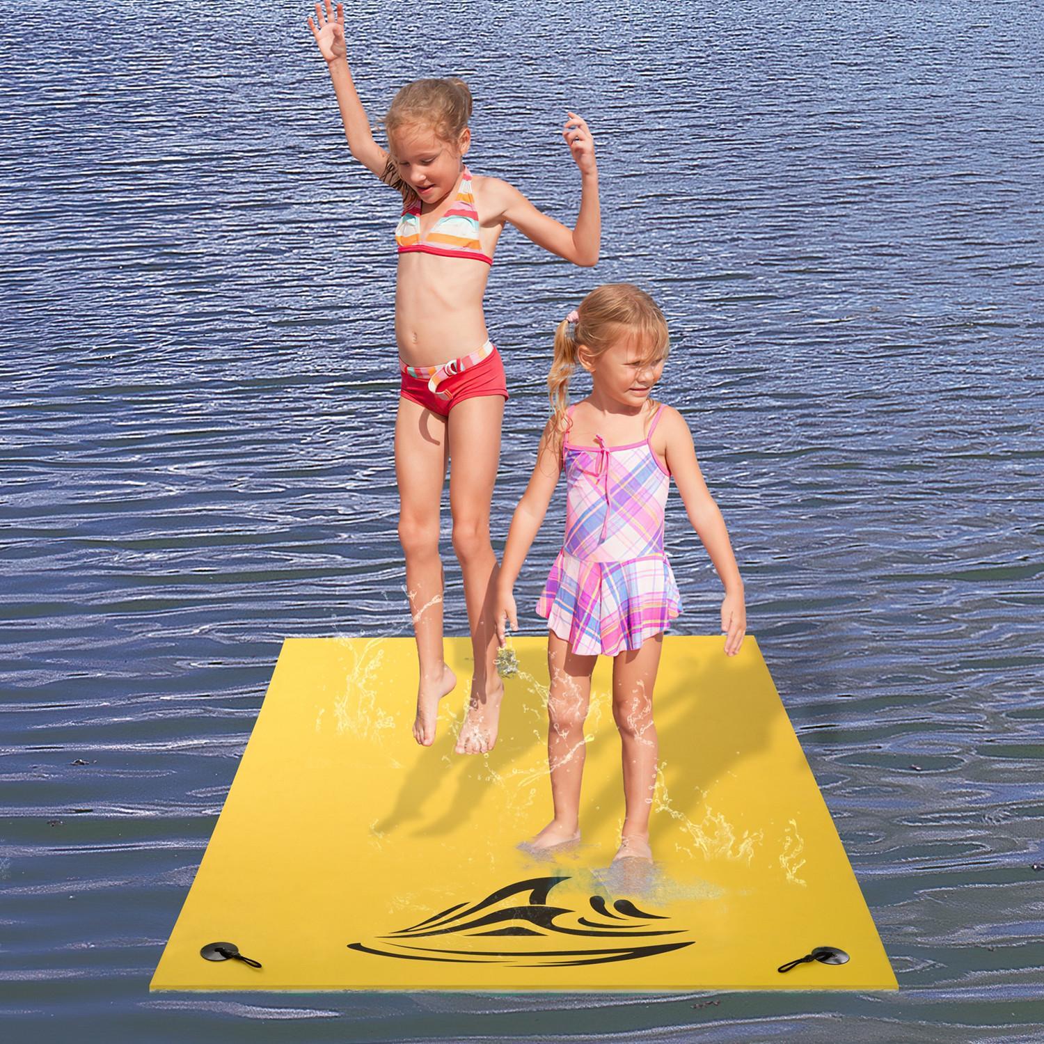 9ft x 6ft Floating Water Mat Foam Pad Lake Floats Lily Pad, 3-Layer XPE Water Pad with StoraStraps for Outdoor Water Activities