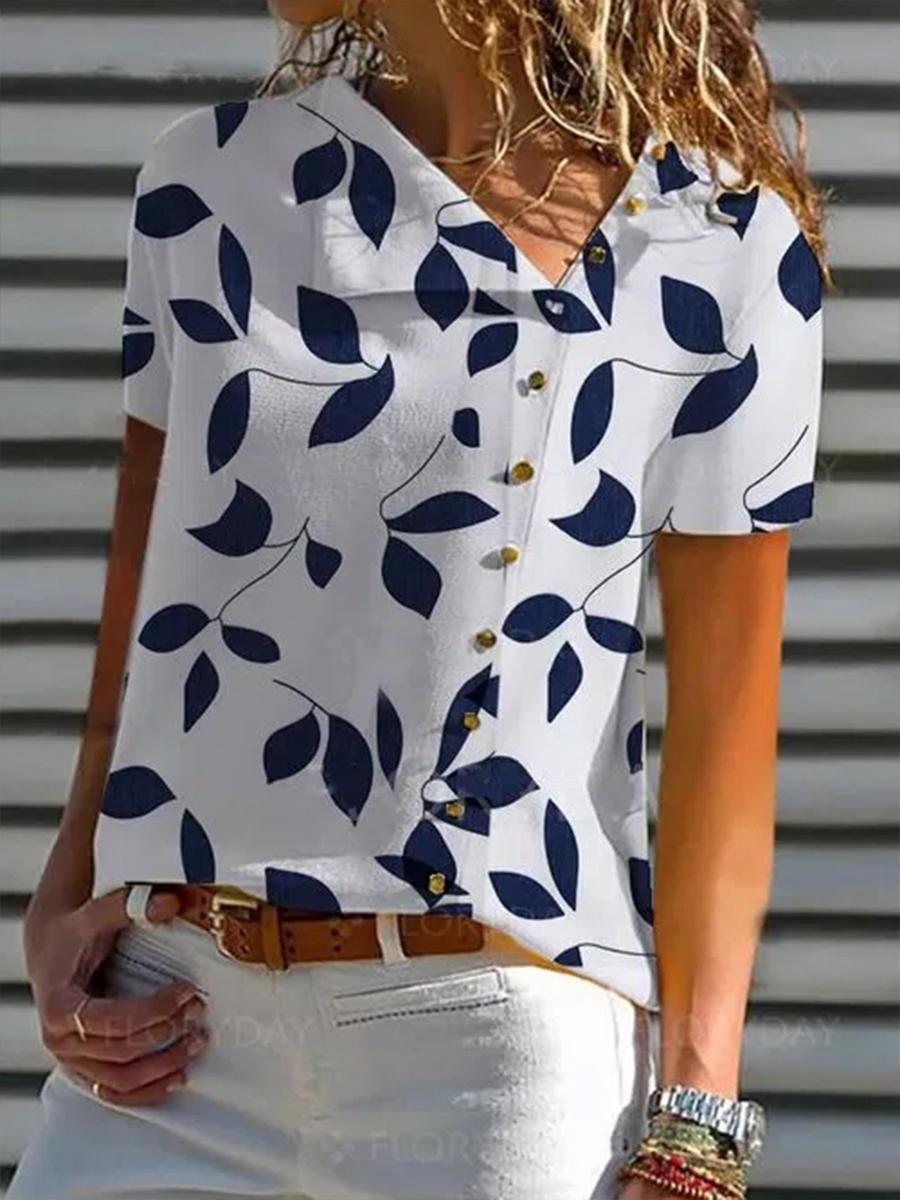 Casual Floral Print Short-sleeved Shirt
