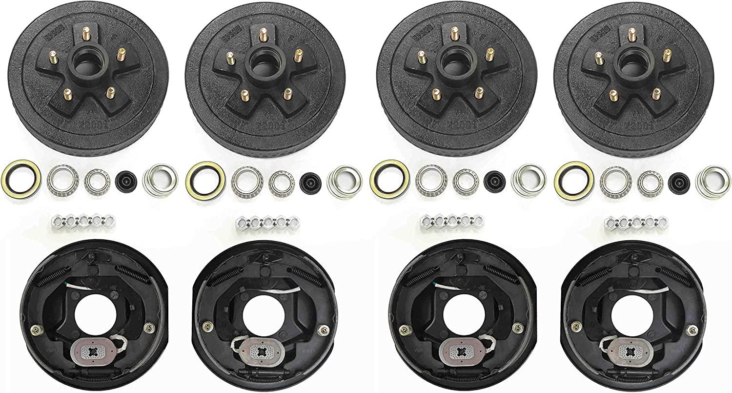LIBRA 2 Sets Trailer 5 on 4.5" B.C. Hub Drum Kits with 10" x2-1/4 Electric Brakes for Tandem 3500 Lbs Axles