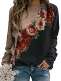 Women Calico Print Long Sleeve O-neck Casual Sweatshirt