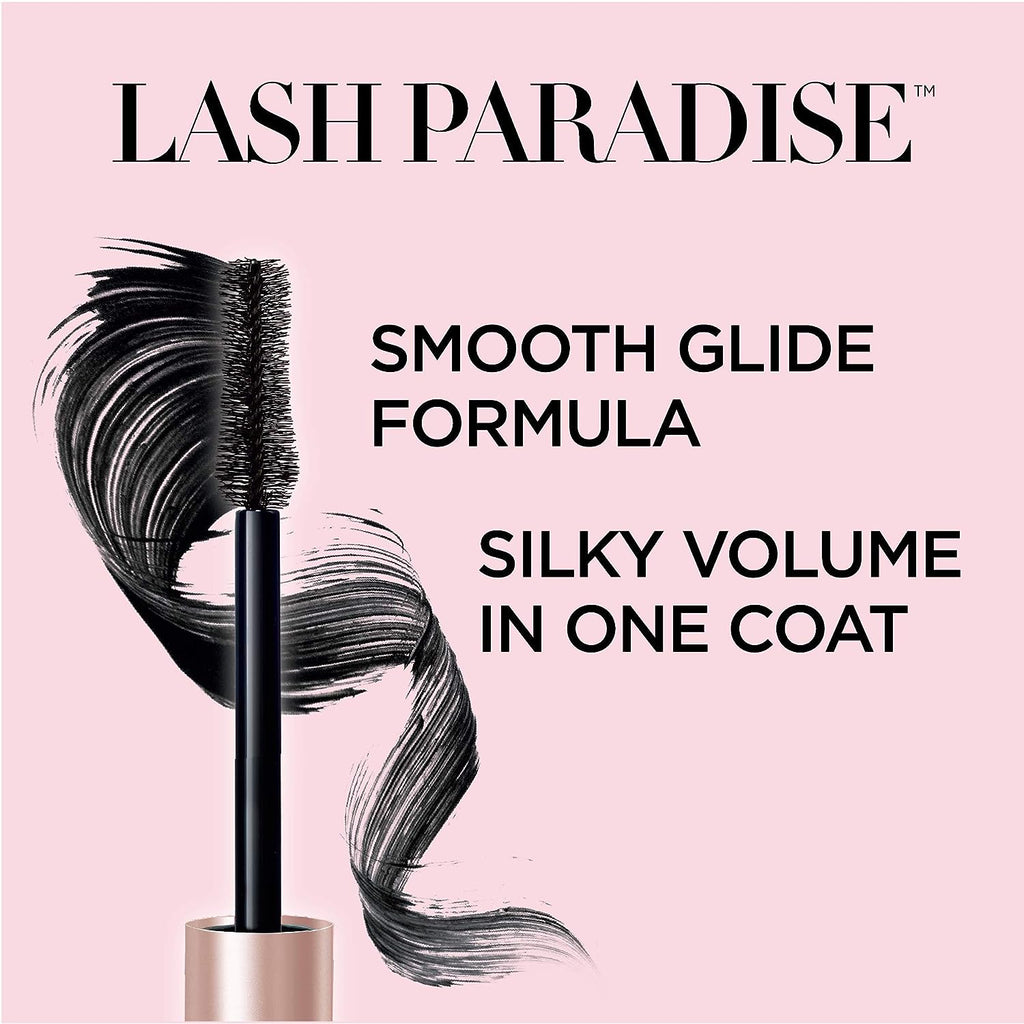 L'Oreal Paris Voluminous Makeup Lash Paradise Mascara, Voluptuous Volume, Intense Length, Feathery Soft Full Lashes, No Flaking, No Smudging, No Clumping, Black Brown, 2 Count, Packaging May Vary