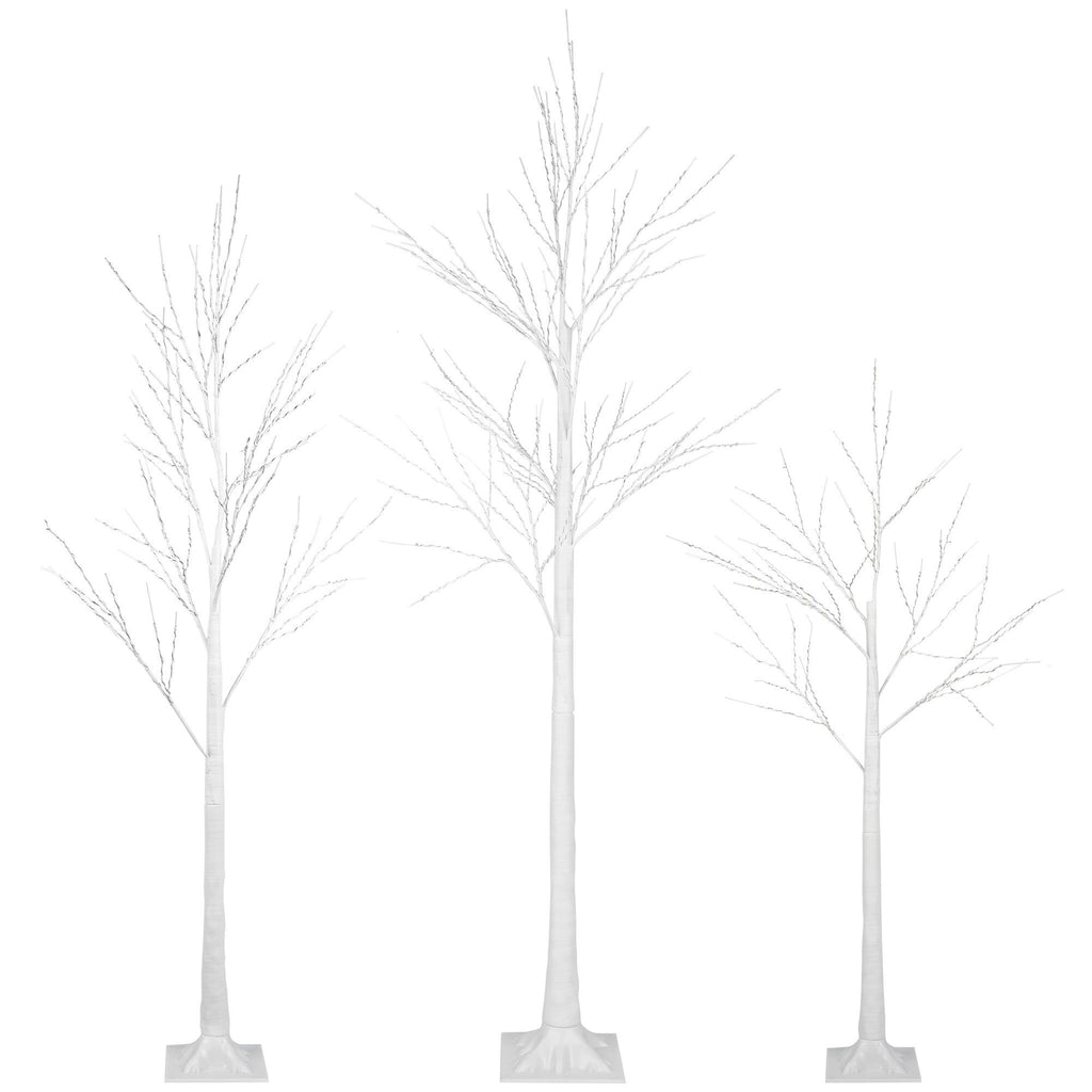 SYNGAR 4/5/6 Ft Pre-lit Artificial Christmas Birch Tree Pack of 3 for Home, Festival, Party, Christmas Decoration, Indoor and Outdoor Use, Warm White