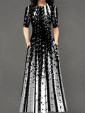 Oversized Printed Loose Short-sleeved Maxi Dress