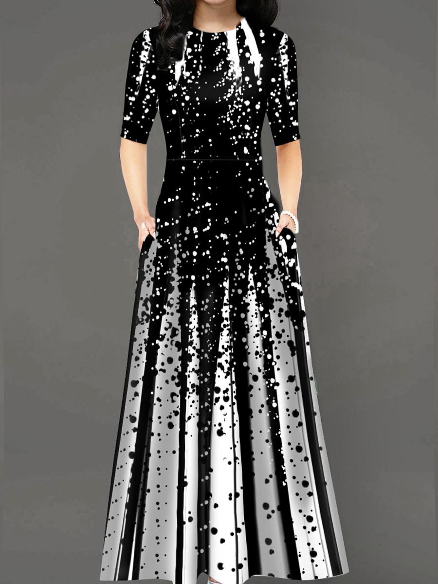 Oversized Printed Loose Short-sleeved Maxi Dress