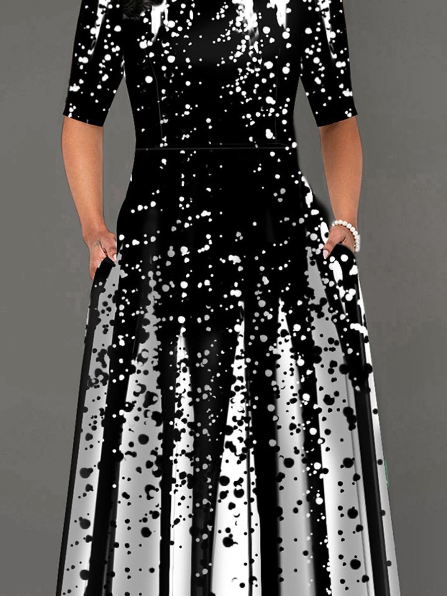 Oversized Printed Loose Short-sleeved Maxi Dress