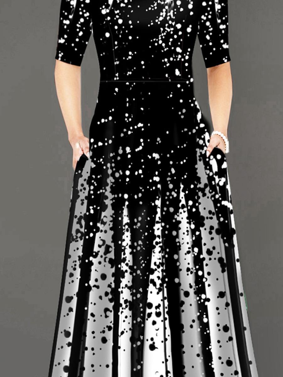 Oversized Printed Loose Short-sleeved Maxi Dress