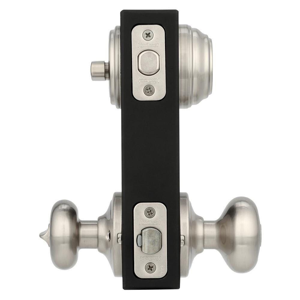 Juno Satin Nickel Exterior Entry Door Knob and Single Cylinder Deadbolt Combo Pack Featuring SmartKey Security