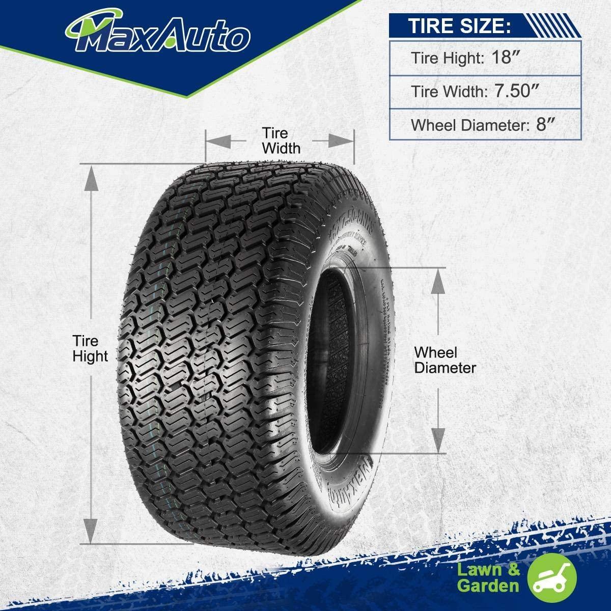 MaxAuto 18X7.50-8 18x7.5x8 Turf Saver Lawn Mower Tire 4PR, Set of 2