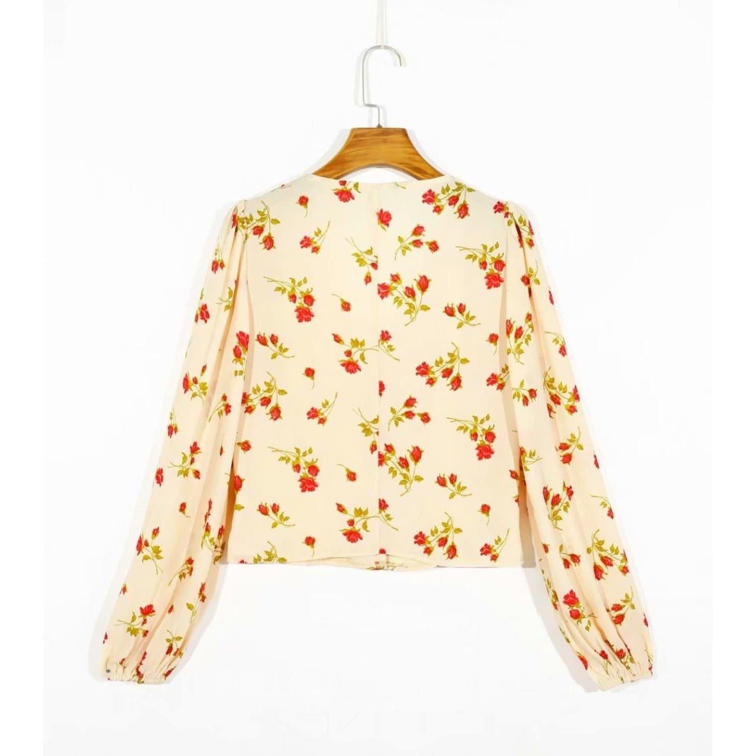 elegant long sleeve floral blouse
