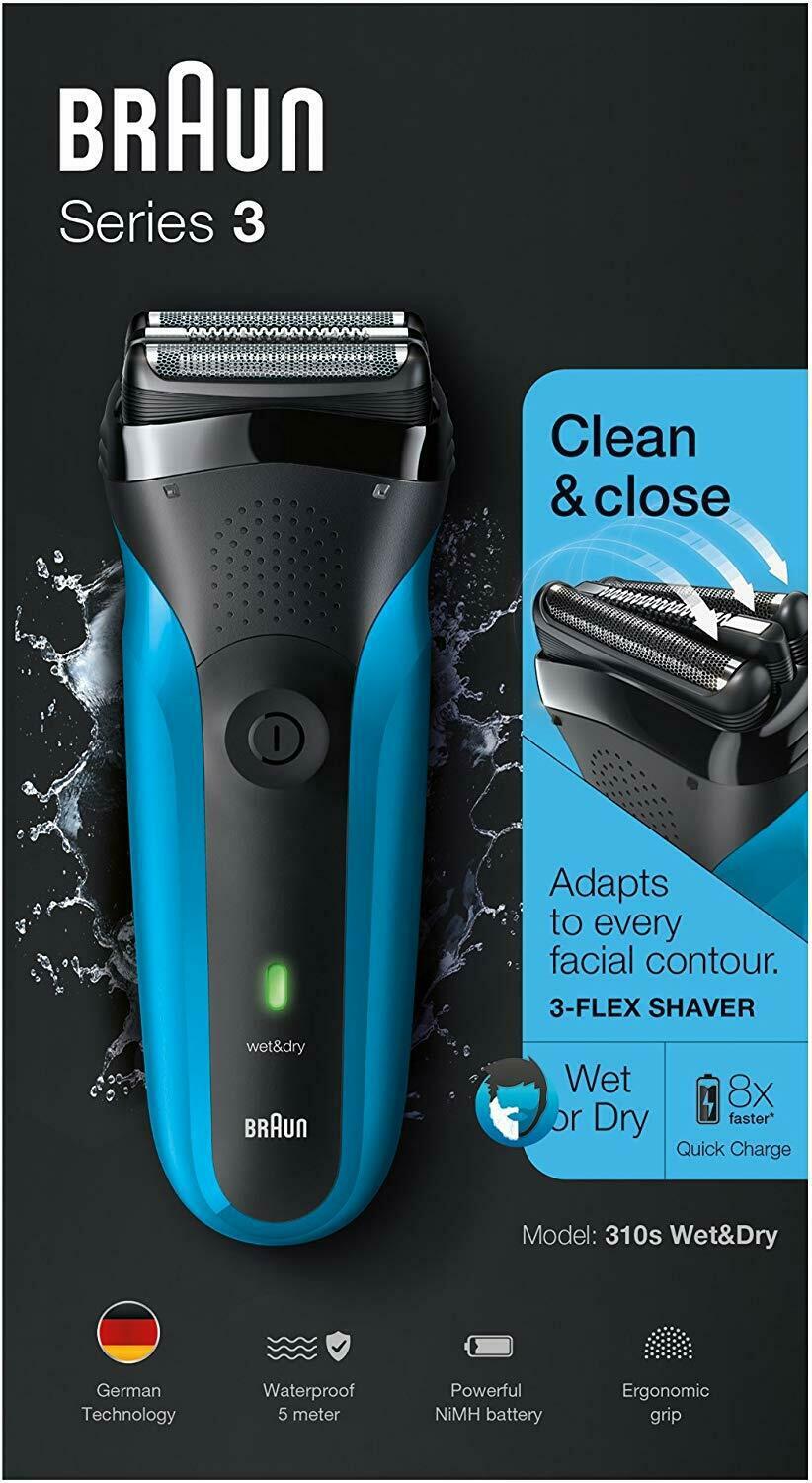 Low Price Braun Series 3 310s Rechargeable Wet&Dry Electric Shaver, Blue