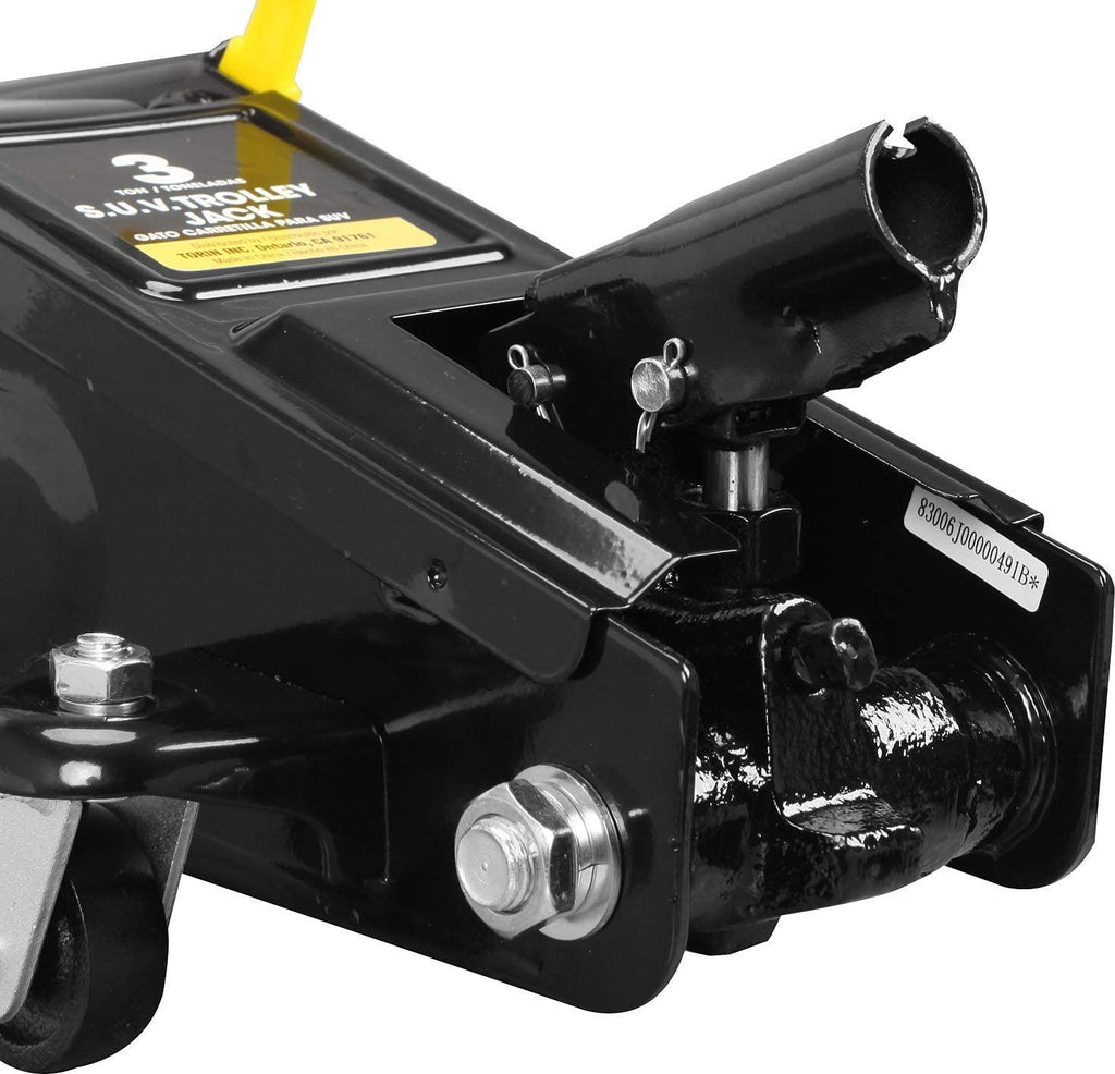 Torin AT83006B Hydraulic Trolley Service/Floor Jack with Extra Saddle (Fits: SUVs and Extended Height Trucks): 3 Ton (6,000 lb) Capacity, Black