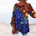 Ladies Round Neck Long Sleeve Fashion Printed Top