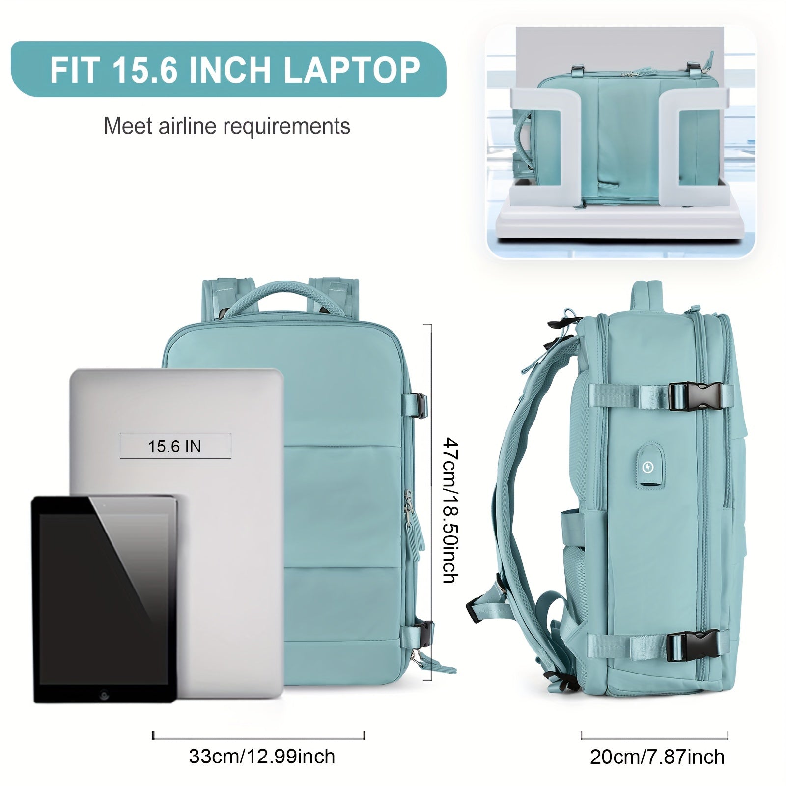 LarTravel Backpack, Carry On Backpack, HiBackpack, Waterproof Outdoor Sports Rucksack, Casual Daypack, School Bag, Fit 14 Inch Laptop With USB Charging Port &amp; Shoes Compartment