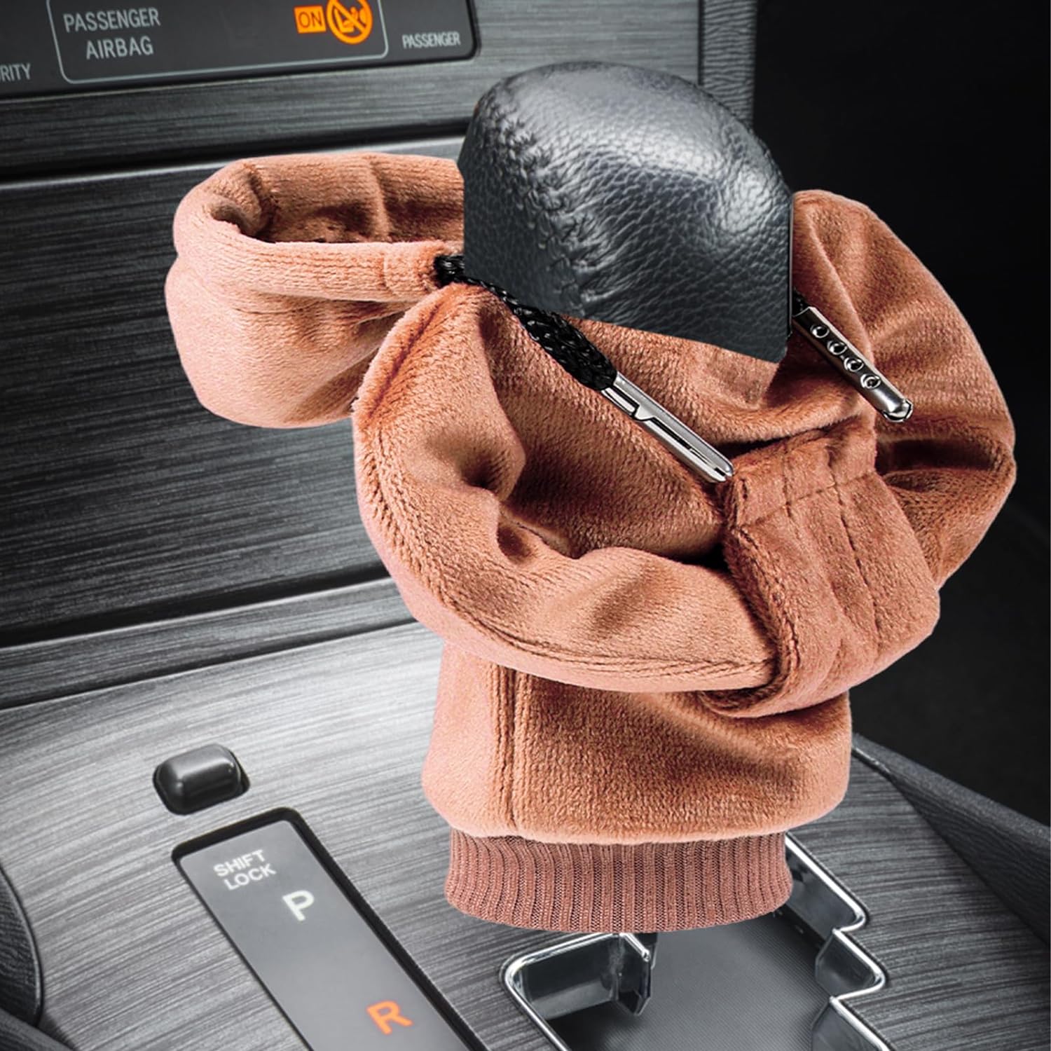 ZHSMS Gear Shift Cover, Universal Shift Knob Cover, Funny Sweater Hoodie for Gearshift, 4.7 Inch Car Shifter Stick Protector Decoration(Khaki)