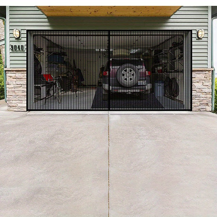 Double GaraScreen Door, 13*6.56FT Magentic GaraDoor Net For 2 Car GaraDoor Screen, Fiberglass GaraScreen Cover Kit, Magnets And Weighted