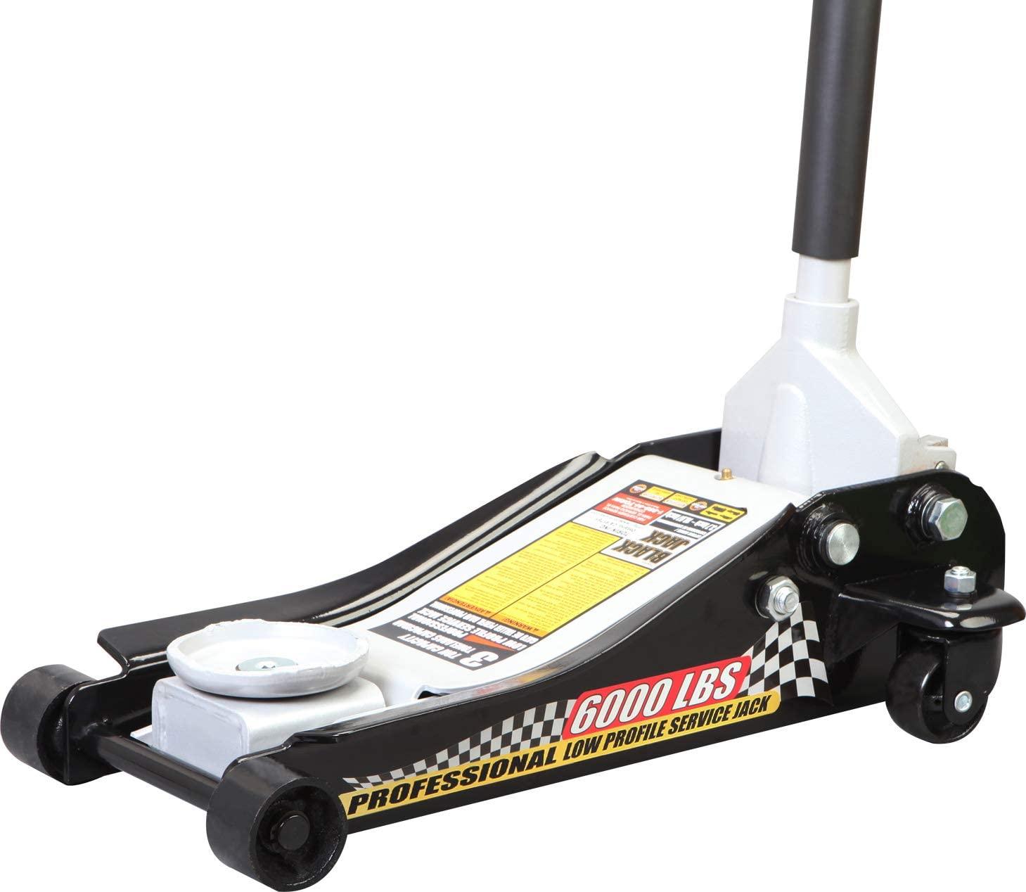 Torin T83505W Blackjack Hydraulic Low Profile Steel Racing Floor Jack with Single Piston  Lift Pump, 3 Ton (6,000 lb) Capacity, Black