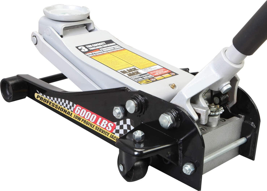Torin T83505W Blackjack Hydraulic Low Profile Steel Racing Floor Jack with Single Piston  Lift Pump, 3 Ton (6,000 lb) Capacity, Black