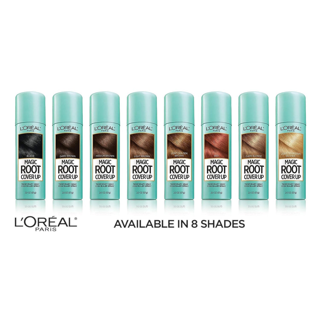 L'Oreal Paris Magic Root Cover Up Gray Concealer Spray Light Brown 2 oz.(Packaging May Vary)