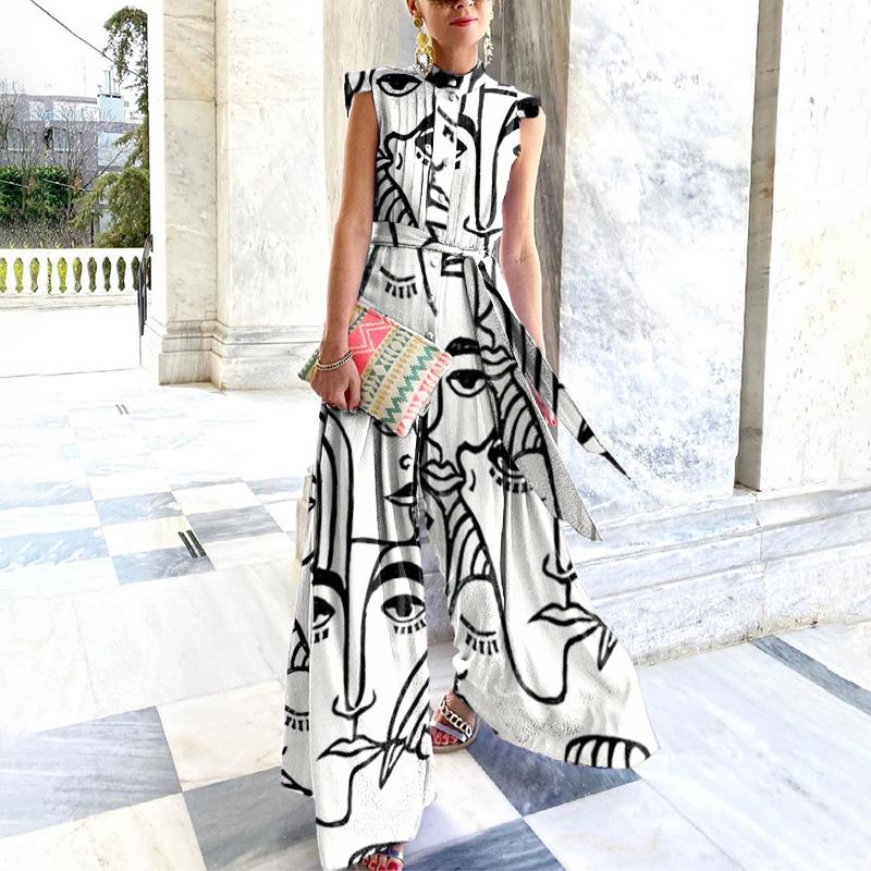 Fashion art print jumpsuit