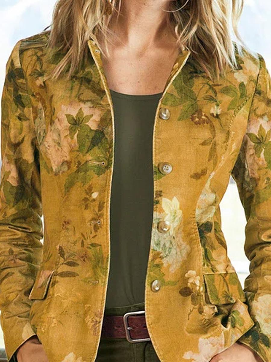 Single-breasted Double-pocket Printed Blazer