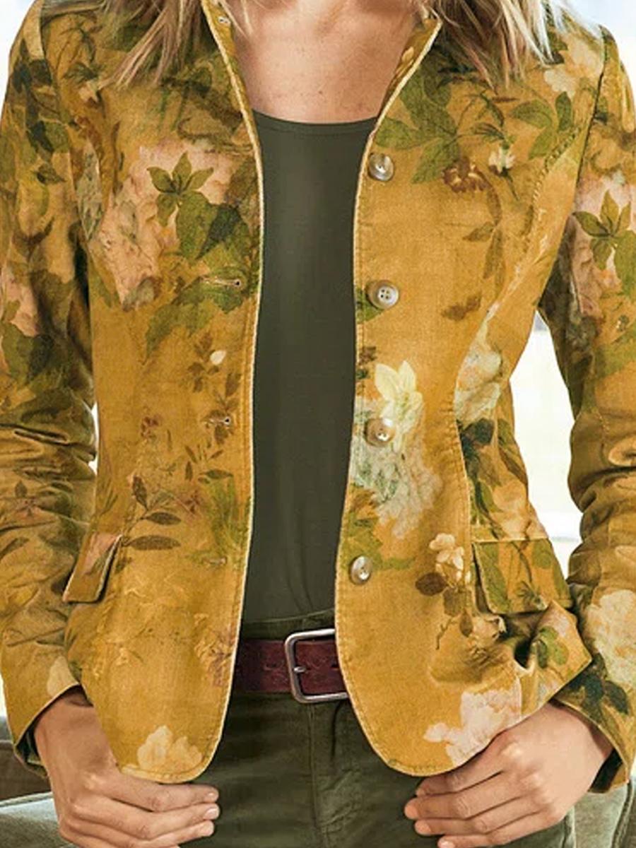 Single-breasted Double-pocket Printed Blazer