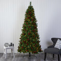 Nearly Natural 7.5' Mixed Pine Artificial Christmas Tree Prelit with 450 LED Lights, Green