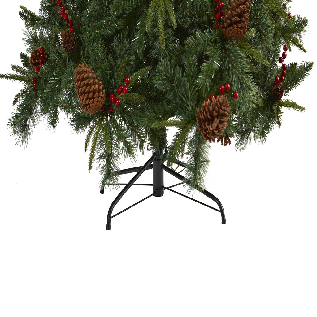 Nearly Natural 7.5' Mixed Pine Artificial Christmas Tree Prelit with 450 LED Lights, Green