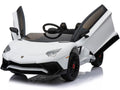 Mini Moto Lamborghini 12v White  - Driving Choice: Manual Drive or Remote Control), Kids Electric Ride On Car - White