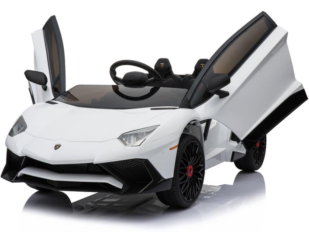 Mini Moto Lamborghini 12v White  - Driving Choice: Manual Drive or Remote Control), Kids Electric Ride On Car - White