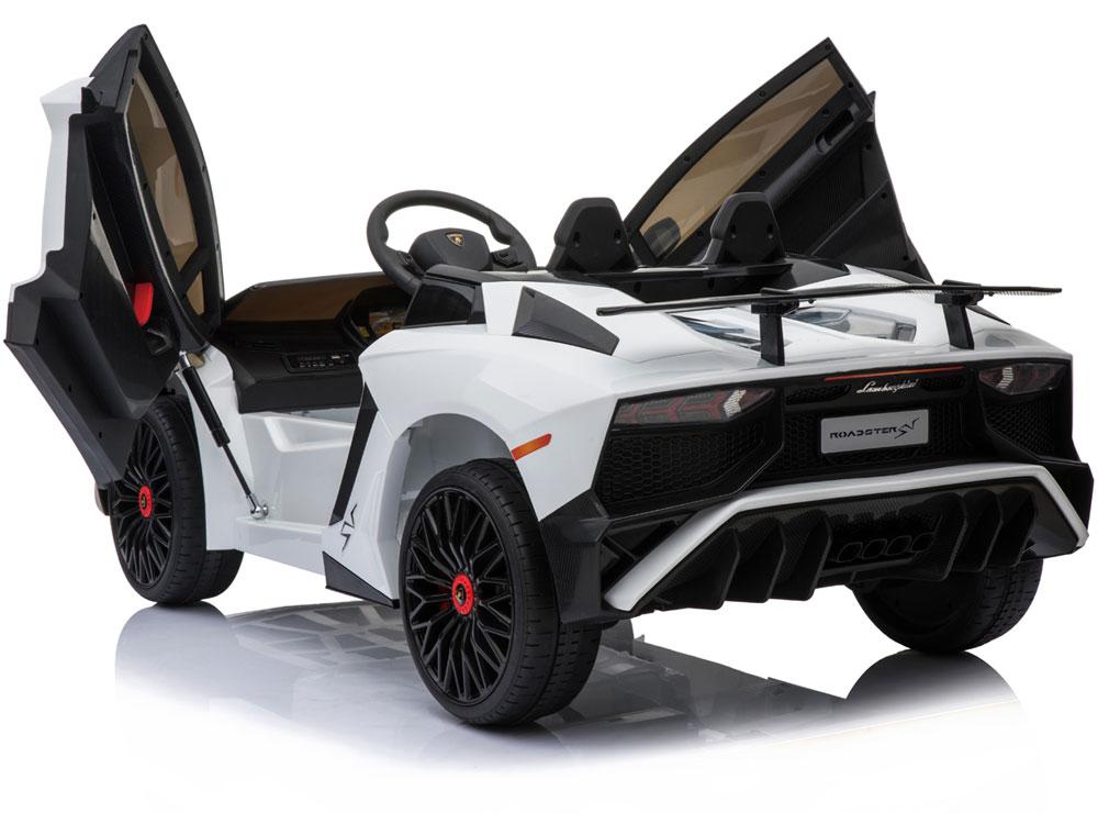 Mini Moto Lamborghini 12v White  - Driving Choice: Manual Drive or Remote Control), Kids Electric Ride On Car - White