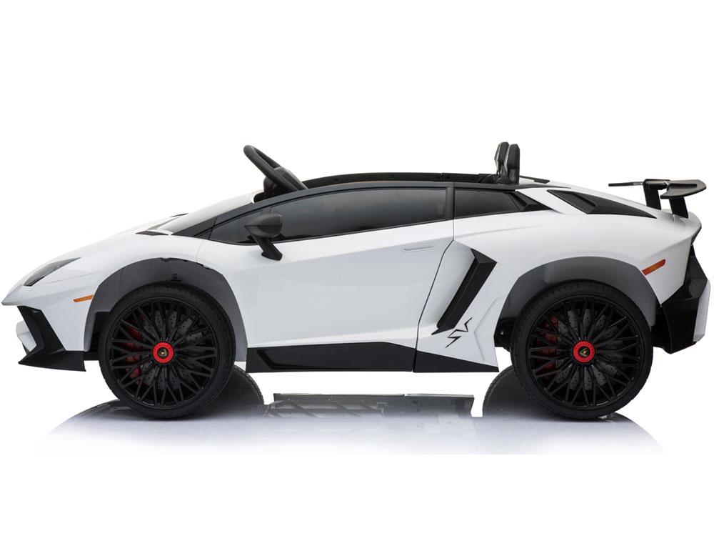 Mini Moto Lamborghini 12v White  - Driving Choice: Manual Drive or Remote Control), Kids Electric Ride On Car - White