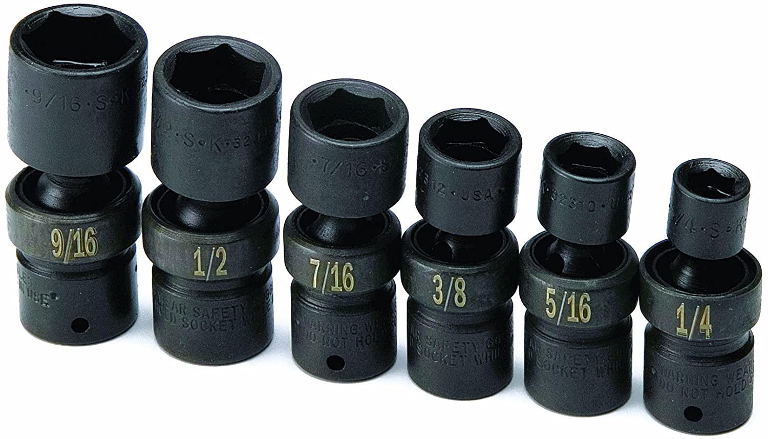 SK Hand Tool 32300 Drive Swivel Fractional Impact Socket Set, 1/4-Inch, 6-Piece