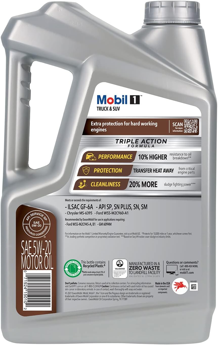 Mobil 1 Truck &amp; SUV Full Synthetic Motor Oil 5W-20, 5 Quart