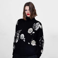 women sequined flower knitted sweater