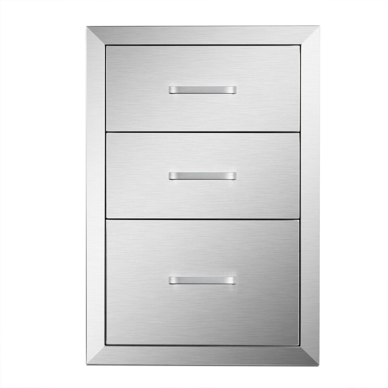 14x23x20 Inch Triple Worktable  Steel Outdoor Kitchen BBQ Access Drawer