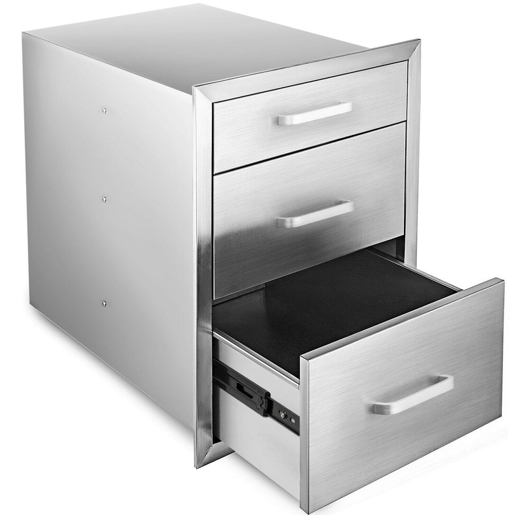 14x23x20 Inch Triple Worktable  Steel Outdoor Kitchen BBQ Access Drawer