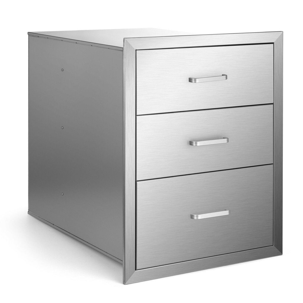 14x23x20 Inch Triple Worktable  Steel Outdoor Kitchen BBQ Access Drawer