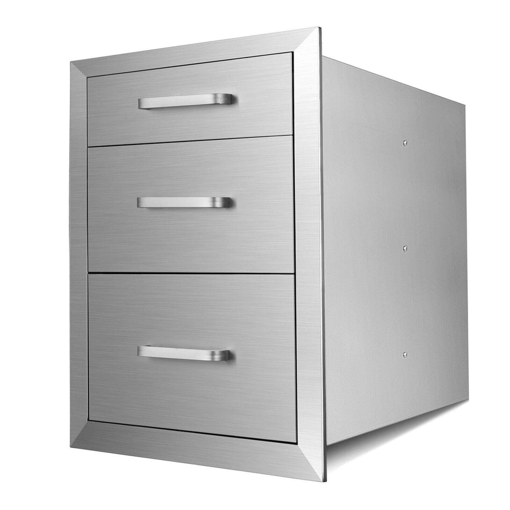 14x23x20 Inch Triple Worktable  Steel Outdoor Kitchen BBQ Access Drawer