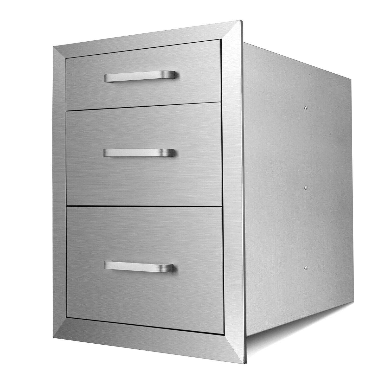 14x23x20 Inch Triple Worktable  Steel Outdoor Kitchen BBQ Access Drawer
