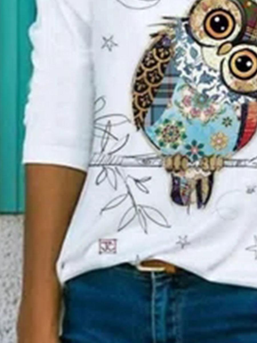 Fun Animal Print Fashion V-neck Long-sleeved Casual T-shirt