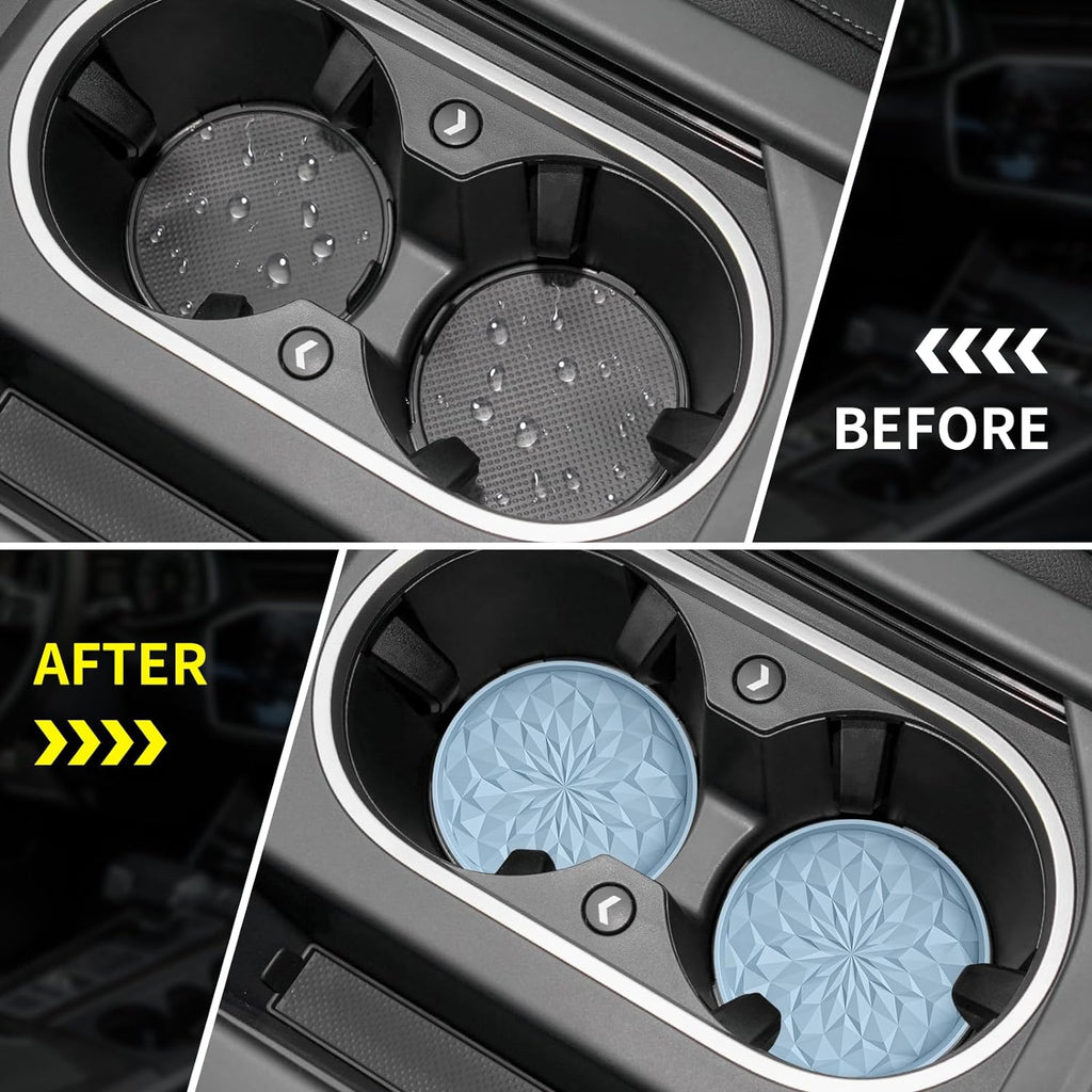 Car Cup Coaster [4 Pack] ME.FAN Silicone Car Coasters/Cup Mats - 2.75In Universal Non-Slip Recessed Car Interior Accessories - Car Cup Holder Insert Coasters Ether