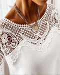 Solid Color Contrast Lace Blouse