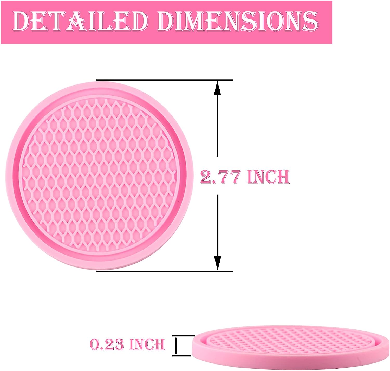 SINGARO Car Cup Coaster, 4PCS Universal Non-Slip Cup Holders Embedded in Ornaments Coaster, Car Interior Accessories, Pink