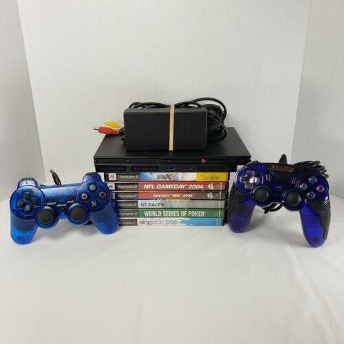 Sony PlayStation 2 PS2 Slim SCPH-77001 Console Bundle w/ 2 Controllers, 6 Games
