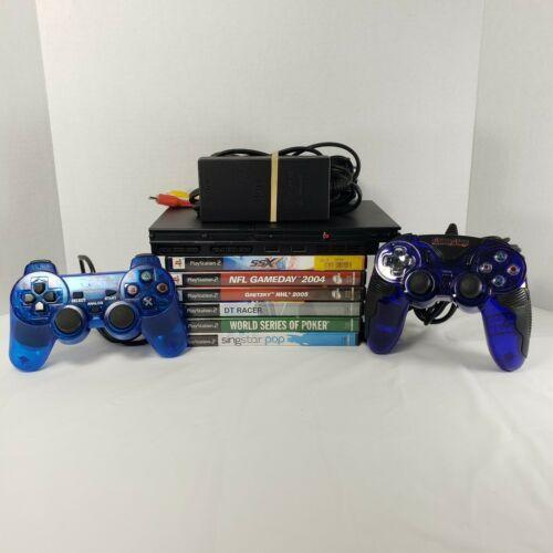 Sony PlayStation 2 PS2 Slim SCPH-77001 Console Bundle w/ 2 Controllers, 6 Games