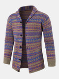 mens colorful knitted lapel single breasted double pocket casual cardigans