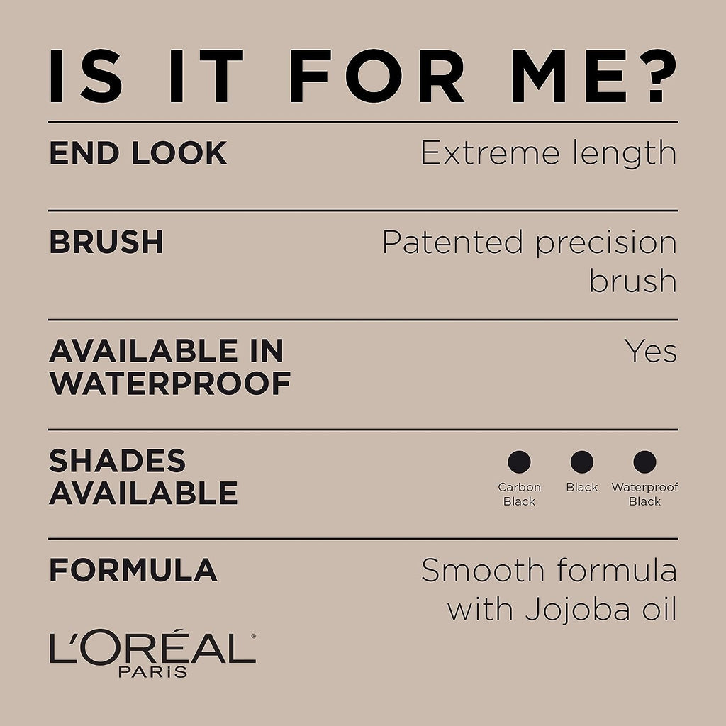 L'Oreal Paris Makeup Original Telescopic Lengthening Mascara, Waterproof Black