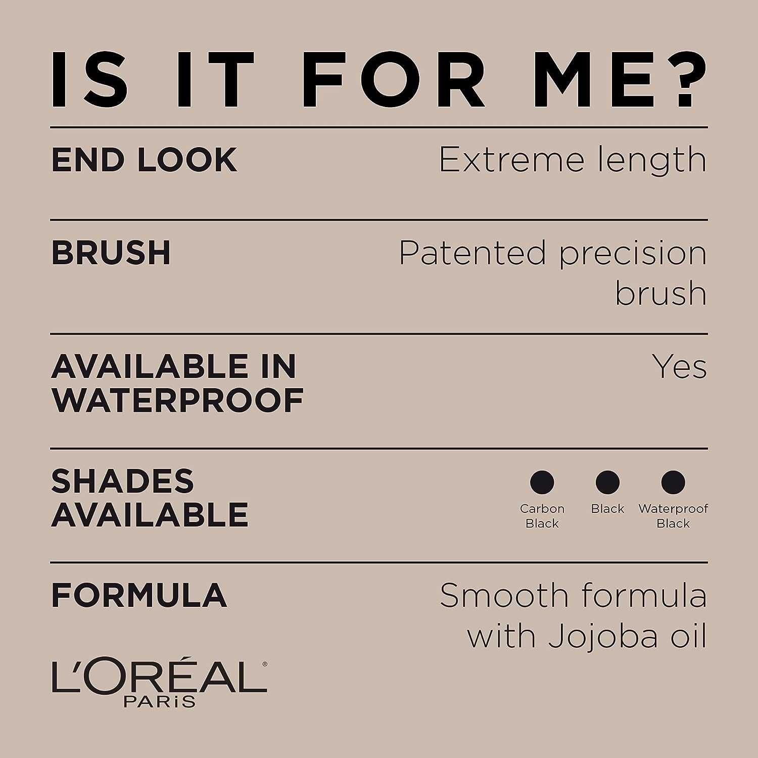 L'Oréal Paris Makeup Telescopic Original Lengthening Mascara, Black, 0.27 Fl Oz (1 Count)