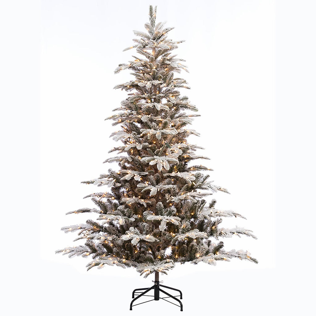 Puleo International Clear Prelit Incandescent Green Flocked Pine Christmas Tree, 6.5'